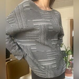 Akris Punto Womens Wool & Cotton Patchwork Jacquard Sweater Size 12